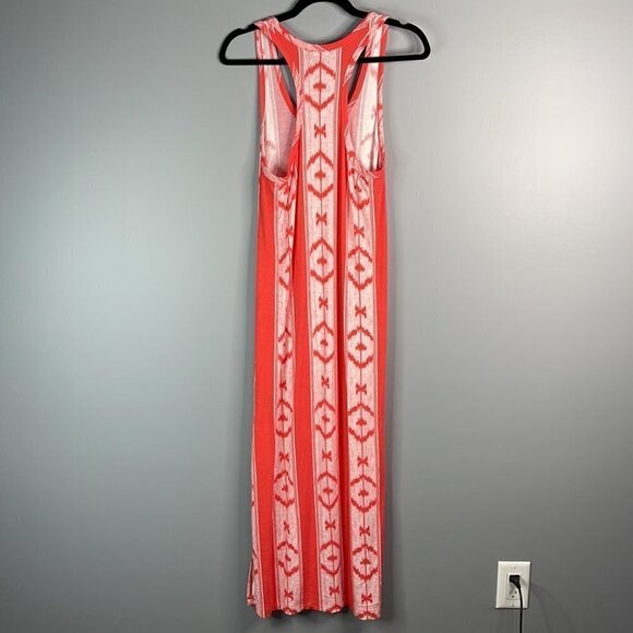 J. CREW Aztec Print Maxi Tank Dress Coral Orange White Ikat Racerback Beachy S - Picture 6 of 10
